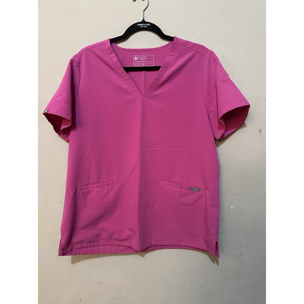 Figs Technical Pink Electric Orchid Casma Pocket scrub top  Size large